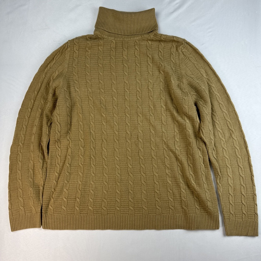 Croft & Barrow Turtleneck 100% Acrylic Tan Long Sleeve‎ Cable Knit Sweater Large
